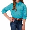 Roper Girls' Turquoise Snap Shirt