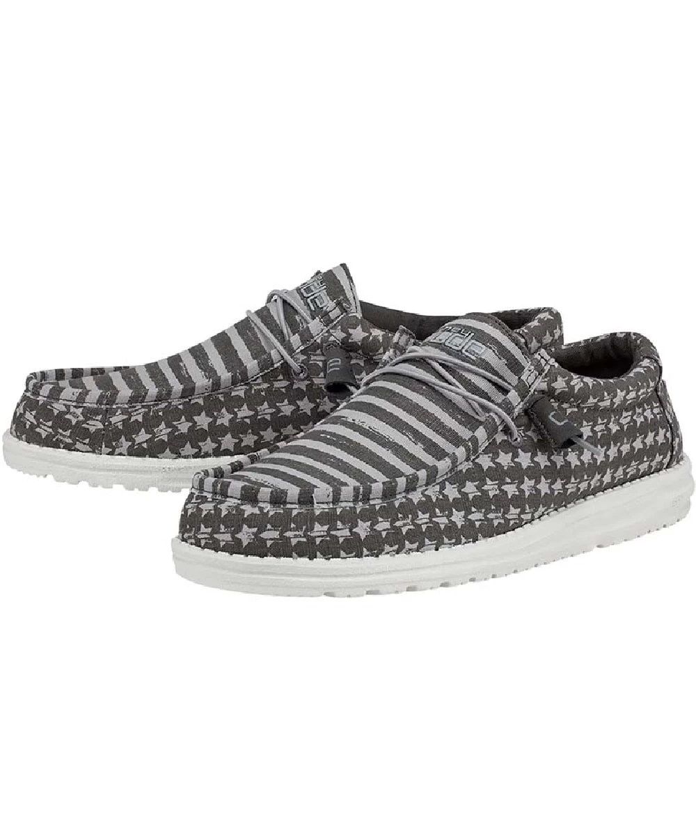 Hey Dude Men's Greyed Patriotic Wally Shoe 1 Hey Dude Men's Greyed Patriotic Wally Shoe