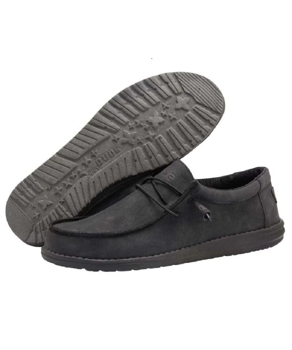 Hey Dude Men's Carbon Recycled Leather Wally Shoe 1 Hey Dude Men's Carbon Recycled Leather Wally Shoe