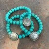 J. Forks Designs Women's Turquoise Glass Pony Stacker Bracelet