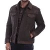 Scully Men's Vintage Brown Leather Tweed Jacket
