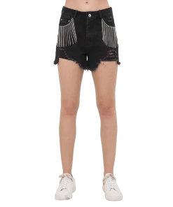 April Society Women's Fringe Rhinestone Shorts
