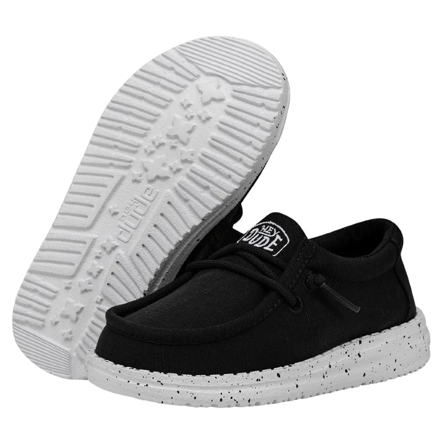 Hey Dude Toddler Black Wally Slub Canvas Shoe 1 Hey Dude Toddler Black Wally Slub Canvas Shoe
