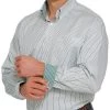 Cinch Men's White Multi Stripe Button Down Shirt