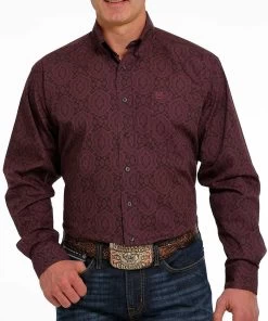 Cinch Men's Purple Paisley Button Down Shirt