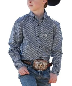 Cinch Boys' Geometric Print Button Down Shirt