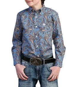 Cinch Boys' Western Paisley Button Down Shirt