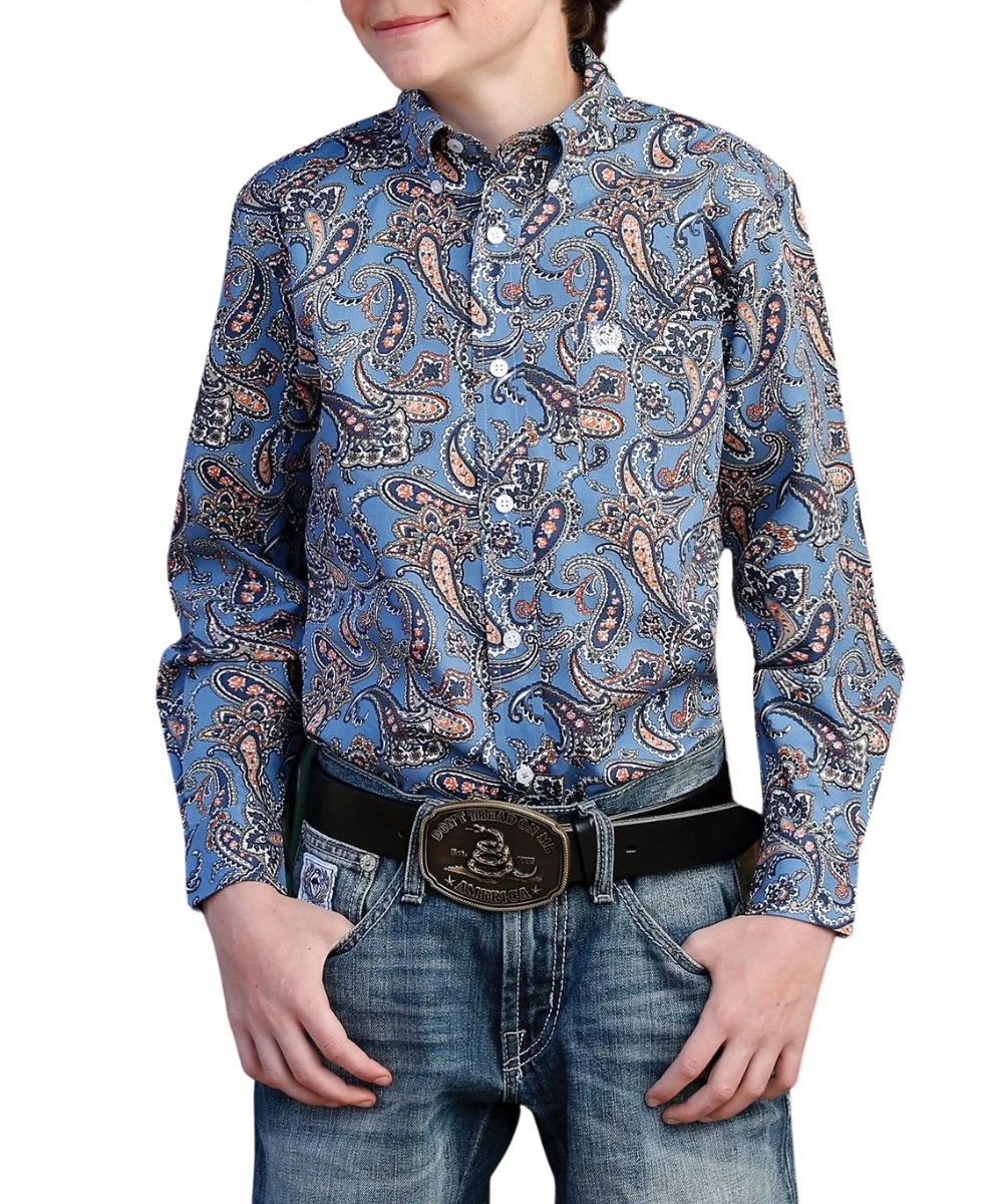 Cinch Boys' Western Paisley Button Down Shirt 1 Cinch Boys' Western Paisley Button Down Shirt