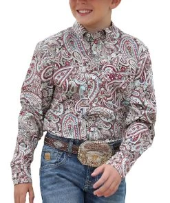 Cinch Boys' Paisley Print Button Down Shirt