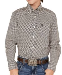 Cinch Boys' Geo Print Button Down Western Shirt