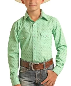 Panhandle Boys' Geo Print Snap Shirt