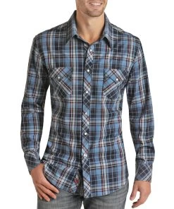 Rock & Roll Cowboy Men's Plaid Pearl Snap Shirt