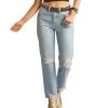 Rock & Roll Cowgirl Women's Distressed Straight Crop Jean