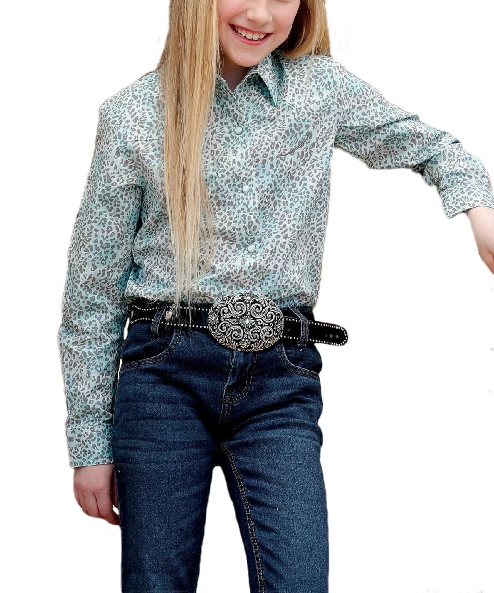 Cruel Girl Girls' Turquoise Ditsy Print Western Snap Shirt 1 Cruel Girl Girls' Turquoise Ditsy Print Western Snap Shirt