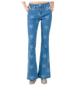 Miss Me Women's Star Print Flare Jean