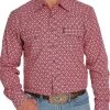 Cinch Men's Red Medallion Modern Fit Button Down Shirt