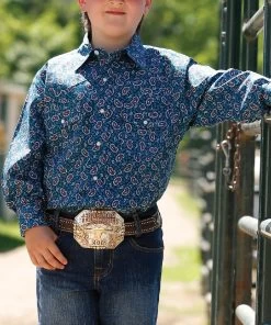 Cinch Boys' Paisley Print Snap Shirt