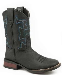 Roper Kids' Black Cowhide Leather Boot