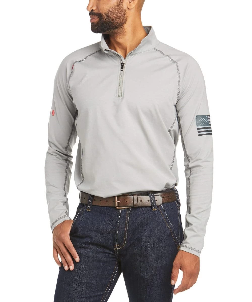 Ariat Men's Flame Resistant Combat Stretch Patriot Quarter Zip Shirt 1 Ariat Men's Flame Resistant Combat Stretch Patriot Quarter Zip Shirt