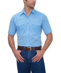 Ely Walker Men's Light Blue Western Snap Shirt