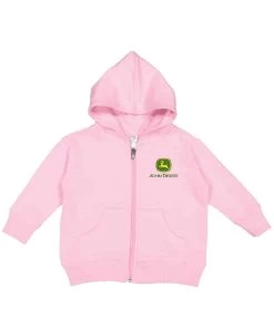 John Deere Girls' Pink Zip-Up Logo Hoodie