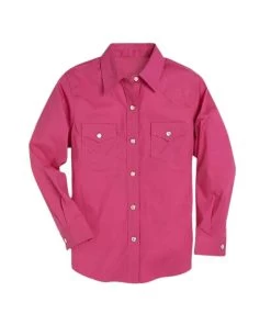Wrangler Girls' Pink Western Snap Shirt