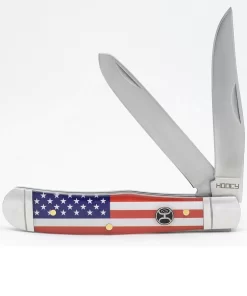 Hooey Large Red White And Blue Flag Trapper Pocket Knife