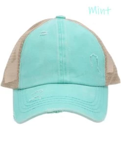 Ccbeanie Girls' Distressed Criss Cross Cap -Ariat Store products KIDSbt780 mint