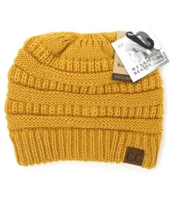 Ccbeanie Women's Solid Classic Messy Bun Beanie Tail -Ariat Store products MB20AMUSTARD