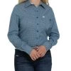Cinch Women's Teal Print Button Down Shirt