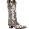 Corral Women's Flower Embroidery Snip Toe Boot