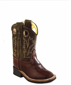 Old West Toddler Leather Broad Square Toe Boot