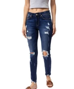 Kancan Women's Delaney Mid Rise Super Skinny Jean