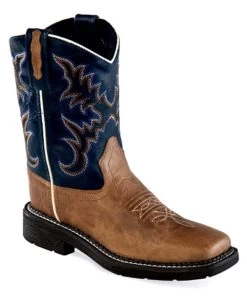Old West Children's Brown And Blue Leather Boot